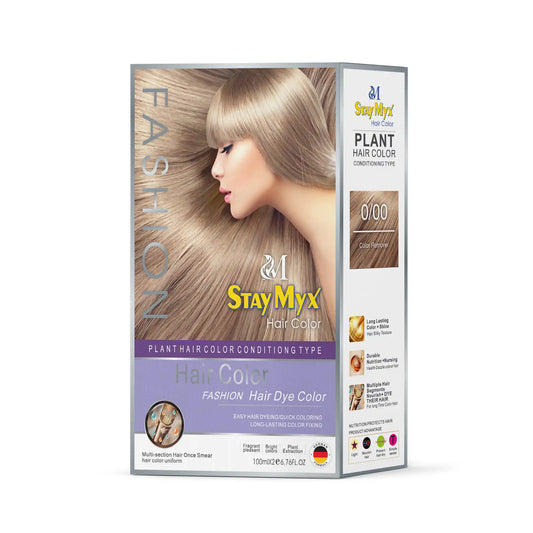 StayMyx 0/00 Hair Color Remover, Ammonia-Free Plant-Based Color Lifter, German Formula for Professional Hair Lightening and Damage-Free Results.