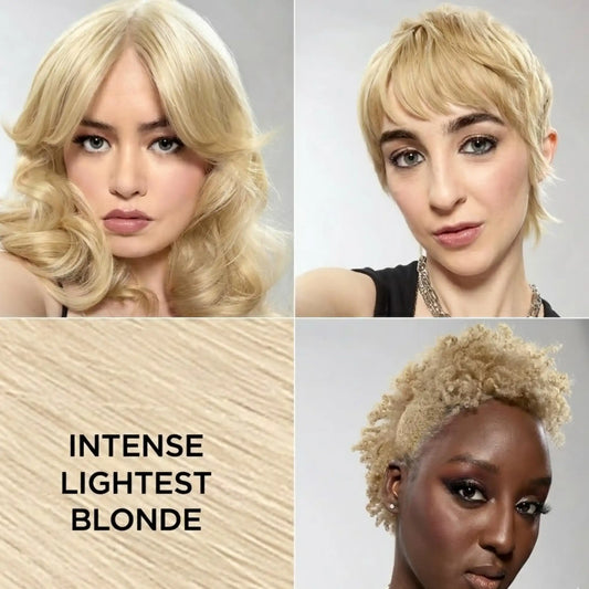 StayMyx 11/00 Intense Lightest Blonde Hair Color Results on Different Hair Textures, Professional Platinum Blonde Permanent Dye for Luminous Bright Hair, Ammonia-Free Fashion Hair Color.