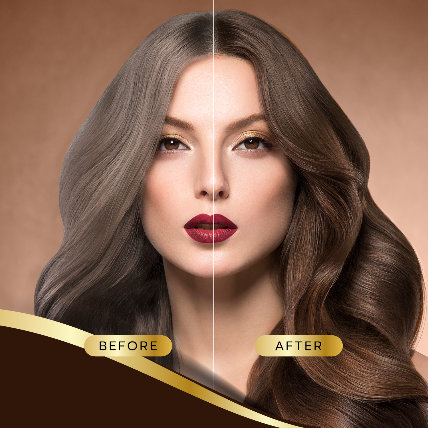 StayMyx Medium Brown Hair Color Before and After Transformation, 100% Grey Coverage Result, Professional Ammonia-Free Dye for Vibrant Chocolate Tones and Healthy Shine.