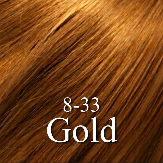 StayMyx Plant Hair Color in 8-33 Gold; a professional conditioning German formula designed for shimmering gold results, ultra-soft deep shine, and a comfortable application without skin staining.