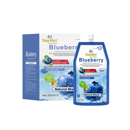 StayMyx Blueberry Hair Color Natural Black Ammonia-Free German Formula for Men and Women