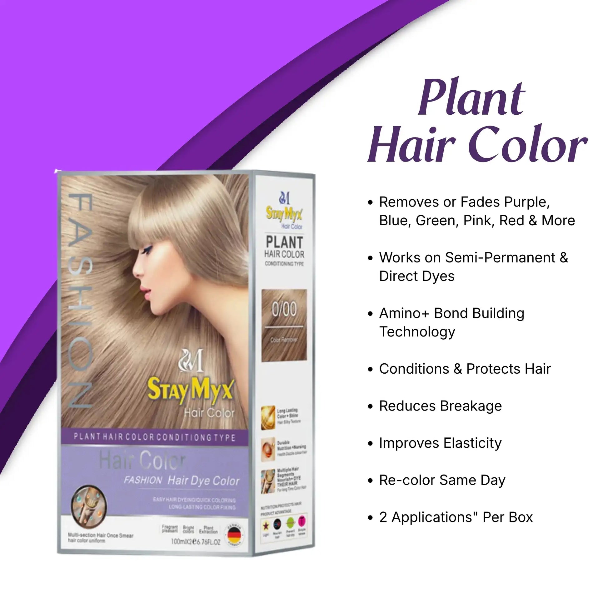 StayMyx Hair Color Remover Before and After Results, Effective Dark to Blonde Color Lifting, Professional Salon-Grade Hair Transformation with Zero Damage.