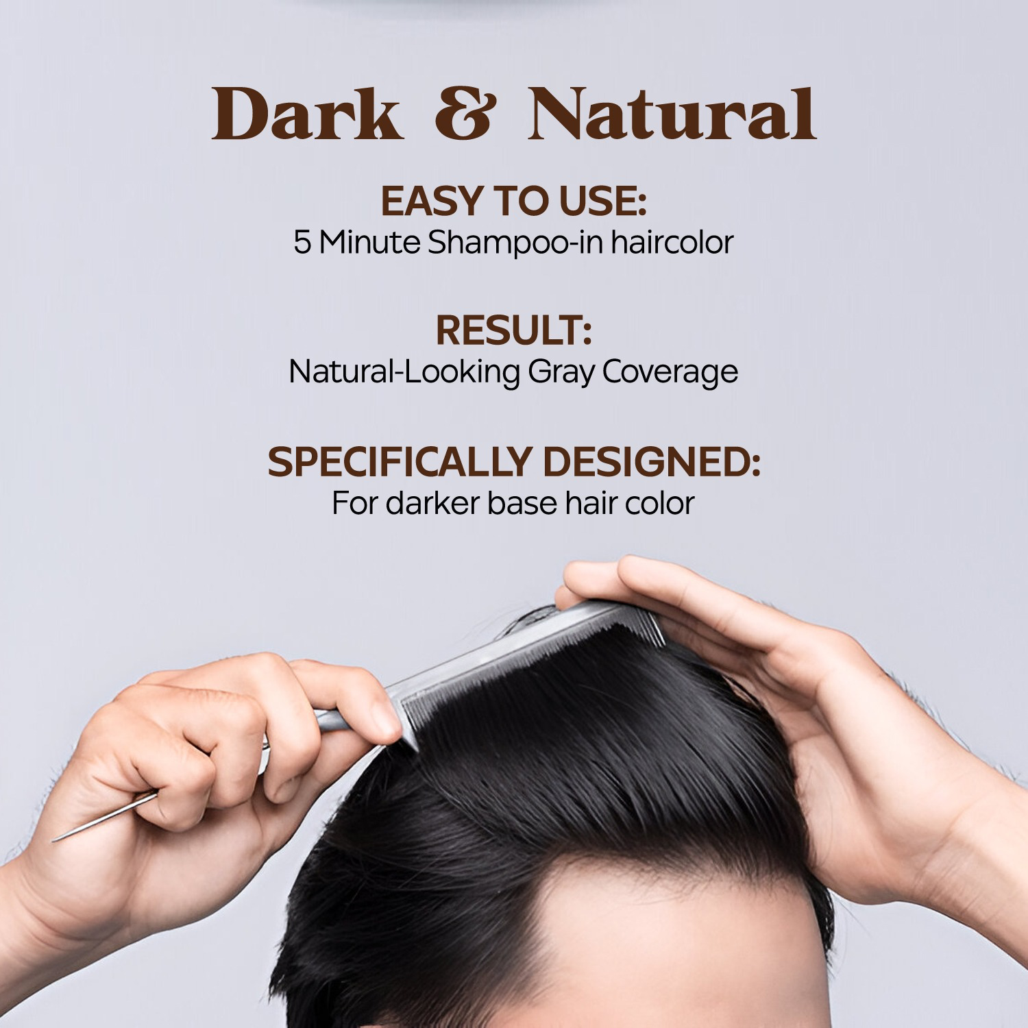 StayMyx Dark and Natural 5-Minute Shampoo-in Hair Color for Men, Natural-Looking Gray Coverage for Dark Hair, Fast and Easy Home Hair Dyeing Solution, Ammonia-Free Professional Formula.