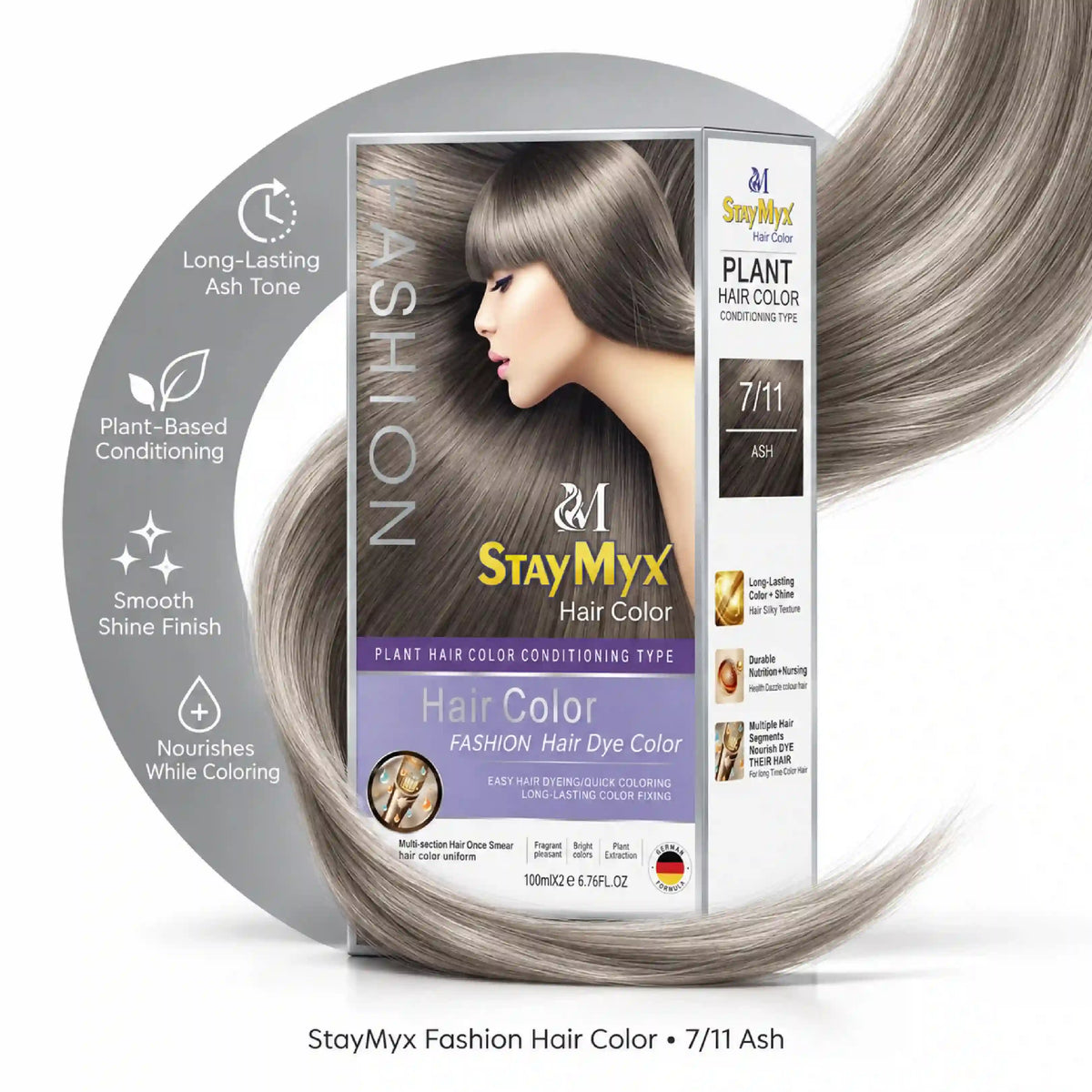StayMyx Fashion Hair Color 7/11 Ash – Plant-Based Hair Dye