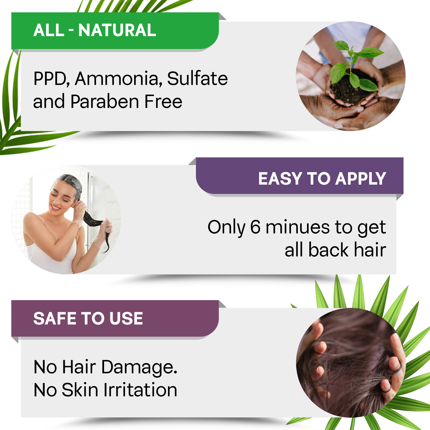 StayMyx All-Natural Hair Color, PPD-Free Ammonia-Free and Paraben-Free Formula, Fast 6-Minute Application for Black Hair, Safe and Gentle No Skin Irritation Dye.