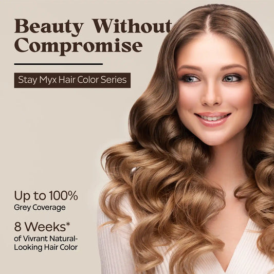 Stay Myx Hair Color Series for Beauty Without Compromise, 100% Grey Coverage and 8 Weeks of Vibrant Natural-Looking Hair Color, Long-Lasting Ammonia-Free Permanent Hair Dye.